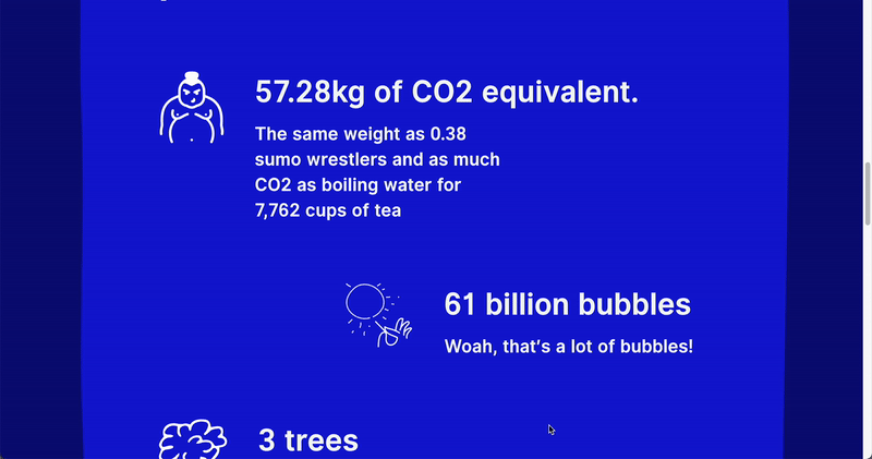 gif showing the websitecarbon.com website with illustrations that supports energy consumption facts